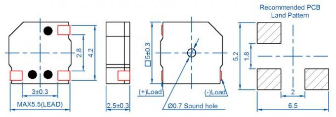 sonnerie 3v 4KHZ LET5025AS piézo-électrique de 5mm * de 2.5mm