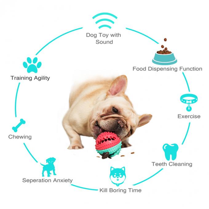 Boule interactive extérieure et d'intérieur de manuel durable de la nouvelle conception 2021 d'animal familier de chiot de nourriture de conducteur avec la fonction de brosse à dents